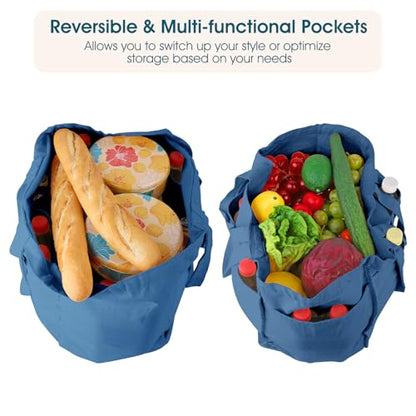 musbus 3-Pack 15"×15"×10" Large Heavy Duty Canvas Tote Bag - color: Blue