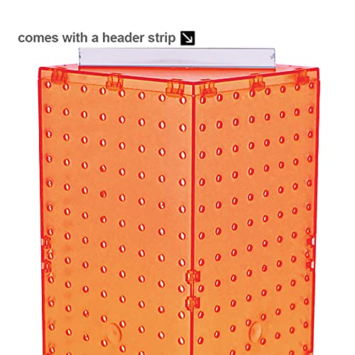 Azar Displays 703385-ORG-4C24, Four-Sided Revolving 8" W x 20" H Pegboard Counter Display w/ 24 Hooks- 4” Length, Orange - color: Orange, style: Pegboard + Hooks