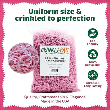 40LB Pink Crinkle Cut Paper Shred USA Made - color: Pink, size: 40 LB