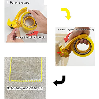 【Upgraded】 PROSUN Blade Safety Cover 2 Inch Professional Packing Tape Dispenser Packaging Metal Handheld Tape Gun Sealing Cutter with Extra Blade Green