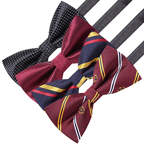 AUSKY 8 PACKS Elegant Adjustable Pre-tied Bow Ties for Men Boys (1&4&5&6&8 Pack for option) - color: F
