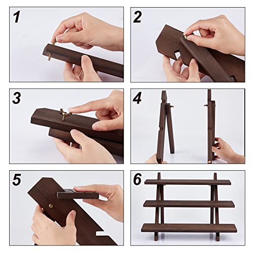 NBEADS 3-Tier Retail Earring Display Riser, Coffee Colour Earring Ring Holder Detachable Wood Retail Jewelry Card Display Stand with Groove for Crafts Jewelry Storage Display, 15.3x12.28x10.12 - color: 3-Tier Coffee Color