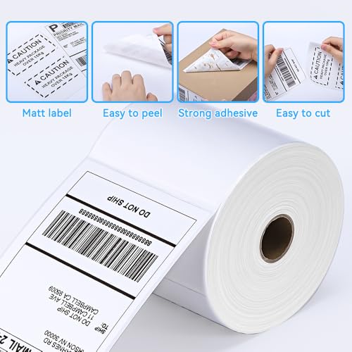 Label KINGDOM 4 x 6 Inch Direct Thermal Shipping Label Roll, 500 Sheets - color: Black on White-500pcs