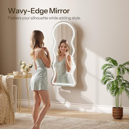 HOOBRO LED Mirror Jewelry Cabinet, Wall/Door Mounted Jewelry Organizer - color: White
