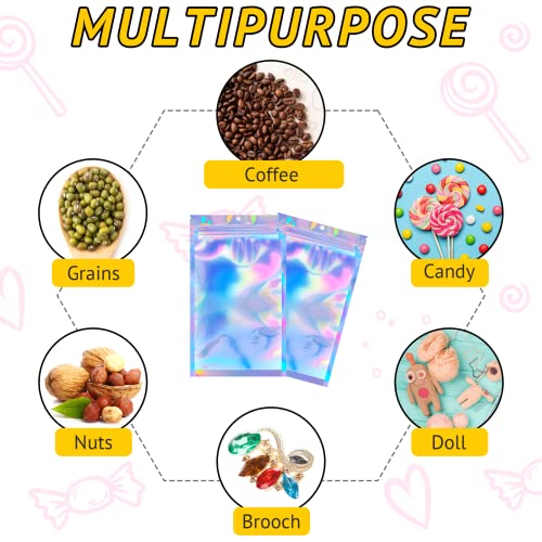 100PCS Resealable Holographic Bags, Jewelry Bags|2.9x4.7in - color: Holographic, size: 2.9x4.7 Inch