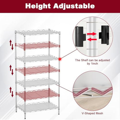 FDW | 4-Tier Wire Shelf | 18" x 12" x 44" | Chrome - color: Chrome, size: 4-Shelf No Wheels