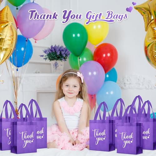 Sweetude 30 Thank You Non Woven Gift Bag, 10 x 8 x 4 Inch, Dark Purple - color: Dark Purple, size: 10 X 8 X 4 Inch