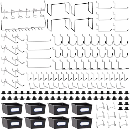 FRIMOONY Peg Board Organizer Accessories, Pegboard Hook Locks, Bins, for Organizing Pliers, Wrenches, Screwdrivers, 202-Piece - size: 202PCS