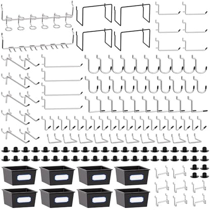FRIMOONY Peg Board Organizer Accessories, Pegboard Hook Locks, Bins, for Organizing Pliers, Wrenches, Screwdrivers, 202-Piece - size: 202PCS