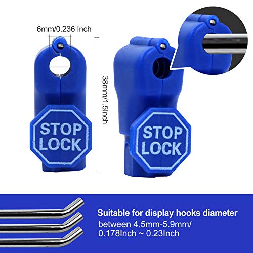200Pcs Blue Peg Hook Security Stop Lock 6mm for 4.5-5.9mm Retail Pegboard - color: Blue