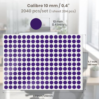 2040 Pcs Dot Stickers 0.4" Color Coding Labels, Purple - color: Purple