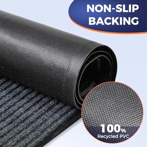 Commercial Floor Mat, 4 x 5 FT Extra Large Door Mat, Indoor/Outdoor Entrance Mat, Commercial Rug with Water & Stain Proof, Easy to Clean, Low-Profile, Heavy Duty Rubber Mat, Charcoal Grey - size: 4 x 5 Feet