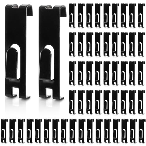 50 Pack Gridwall Hooks, Utility Notch Display Hook, Black Metal Gridwall Picture Hanger, Grid Wall Accessory for Art Clothes Painting, Panel, Pegboard, Shelf, Commercial Display