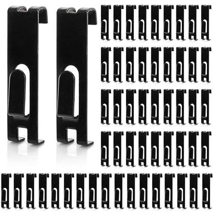 50 Pack Gridwall Hooks, Utility Notch Display Hook, Black Metal Gridwall Picture Hanger, Grid Wall Accessory for Art Clothes Painting, Panel, Pegboard, Shelf, Commercial Display