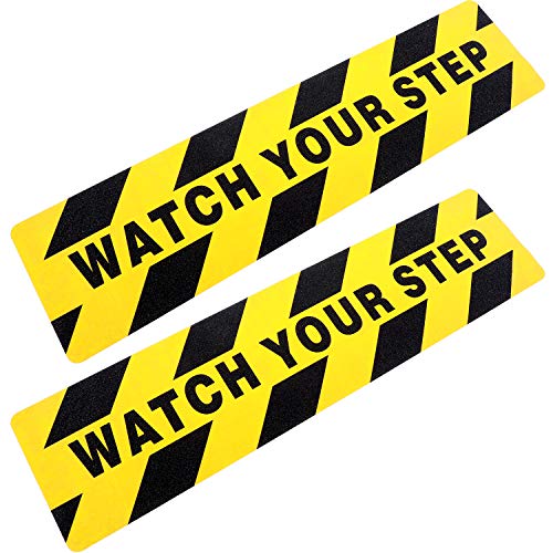 Boao 2 Pieces Watch Your Step Floor Stickers Anti Slip Abrasive Safety