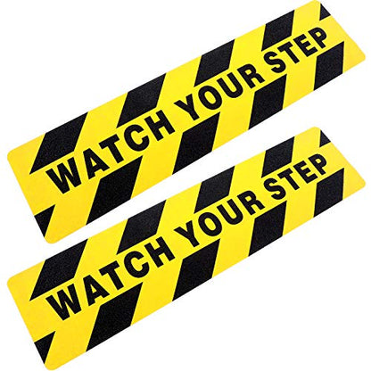 Boao 2 Pieces Watch Your Step Floor Stickers Anti Slip Abrasive Safety