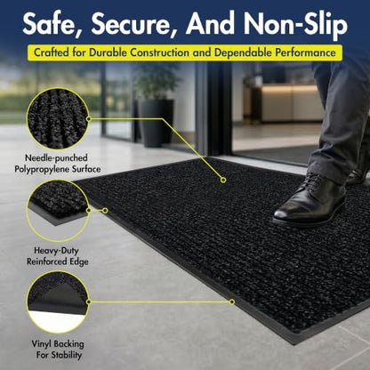 Notrax 109 Industrial Door Mat, 2' x 3' Charcoal, Made in the USA - color: Charcoal, size: 2' x 3' (Rectangular)