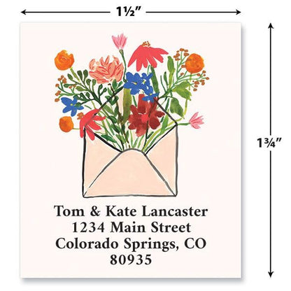 Mail Blooms Personalized Address Labels - Set of 144 (3 Designs), 1 ½” x 1 ¾”, Self-Adhesive, Large Flat-Sheet Select Labels, By Colorful Images - color: Mail