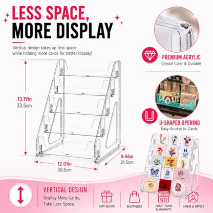 Acrylic 5-Tier Card Display Stand for Greeting, Sports & Trading Cards