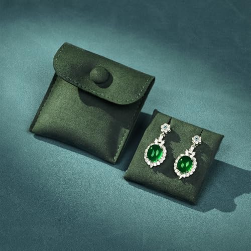 Oirlv Velvet Earring Pouch Travel Case, Green - color: Green, size: 2.76"×2.76"