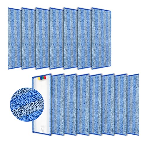 15 Pack Replacement Microfiber Mop Pad – Universal 17-18" Heavy Duty Reusable Refill – Thick Commercial Cleaning Pad for Wet & Dry Use - 18in Flat Mop Head (Trapezoid) - size: 15 Pack - 18in Flat Mop Head (Trapezoid)