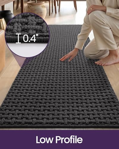 DEXI Hallway Runner Rug 24x72, Non Slip Runner Rugs Washable, Dark Grey - color: Dark Grey, size: 24'' x 72''(Runner)