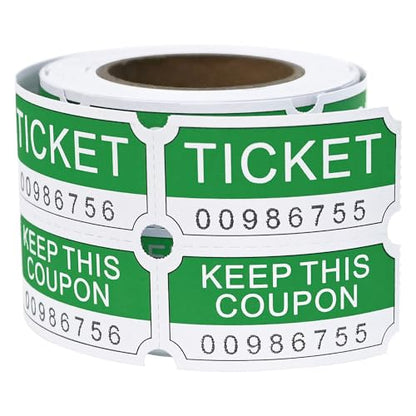 L Liked 250 Raffle Tickets Rolls,Green (4 Color Selection),Double Roll,50/50 Raffle Tickets for Events, Entry, Class Reward - color: 250 Tickets-green