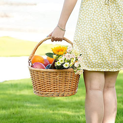 Large Wicker Basket with Handle, Empty Willow Basket,16 Inch,Grey - color: Gray