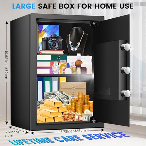 [19.7" Tall] Safe Box, 3.5 Cuft Home Safes with Fireproof Waterproof Bag - size: 3.5 Cuft
