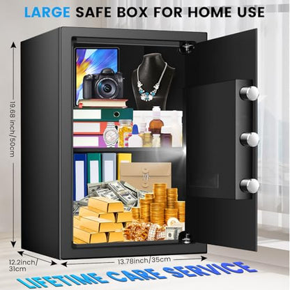 [19.7" Tall] Safe Box, 3.5 Cuft Home Safes with Fireproof Waterproof Bag - size: 3.5 Cuft