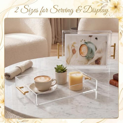 Novabright 2 Pack Clear Acrylic Serving Tray with Magnetic Mat Insert