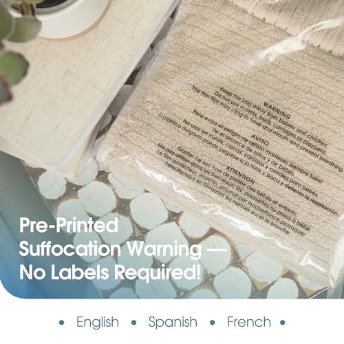 12” X 15” (100 Count) Self Seal Clear Poly Bags with Suffocation Warning - size: 12" X 15"