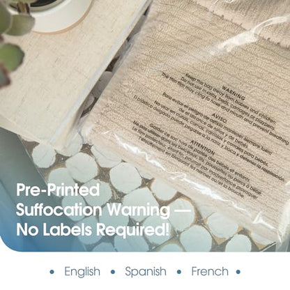 12” X 15” (100 Count) Self Seal Clear Poly Bags with Suffocation Warning - size: 12" X 15"