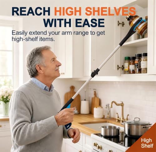 2 Pack 43" Grabber Reacher Tool, LEGENDONE Foldable Reaching Pickup Tool - color: 43"orange&blue- 2pack