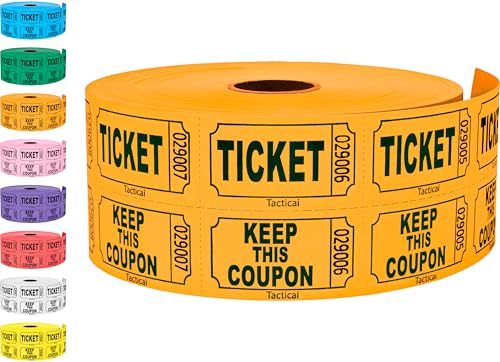 Tacticai 1000 Raffle Tickets, 50/50 Double Roll, Orange - color: A - Double Roll - 1,000 Tickets - Keep - Orange