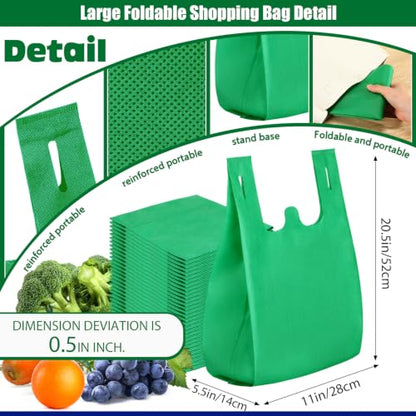 Windyun Large Grocery Bags Bulk Non Woven Totes - color: Green