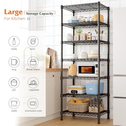 REIBII 7-Tier Metal Shelving Unit, 71’’H x 18’’W x 18’’D, 1176 LBS Weight Capacity, Adjustable Garage Shelving for Storage, Heavy Duty Shelves for Kitchen, Living Room, Bathroom etc. - size: 7 Tier-18"D x 18"W x 71"H