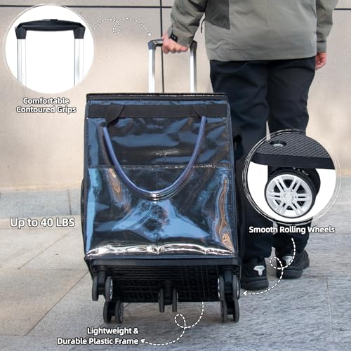 Reusable Grocery Bags on Wheels, Rolling Tote Bag, Black - color: Black