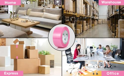 BOMEI PACK Heavy Duty Packing Tape 6 Rolls, Total 660Y, Pink, 2.52 mil, 1.88 inch x 110 Yards, Ultra Strong, Refill for Packaging and Shipping | Ultra Strong, Refill for Packaging and Shipping - color: Pink