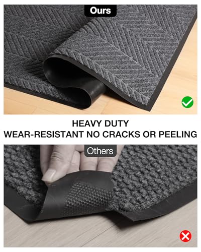 4′ x 6′ Heavy Duty Front Door Mat, Large Non-Slip Entryway Rug - color: Charcoal Grey, size: 4' x 6' (Rectangular)