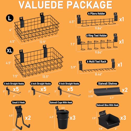 INCLY 30PCS Slatwall Accessories Set with Hooks, Baskets, Bins & Cups