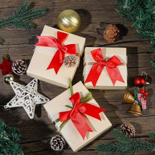 YGDZ Red Bows 3.3 Inch Self Adhesive Ribbon Satin Bow for Crafts, Gift Wrapping - color: Red