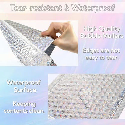 ZAVOOS 60 Pack Holographic Bubble Mailers, 6 x 9.5 Inch