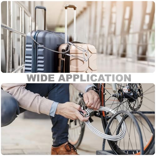 PATIKIL 9" Safety Cable Lock Security Wire Ropes w 10 Spring Buckle 5Pcs - color: Black, size: 9 Inch