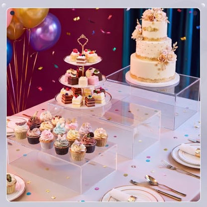 3 Pack Extra Large Clear Acrylic Buffet Risers 14” 13” 12” Cubes - color: Clear, style: Cube