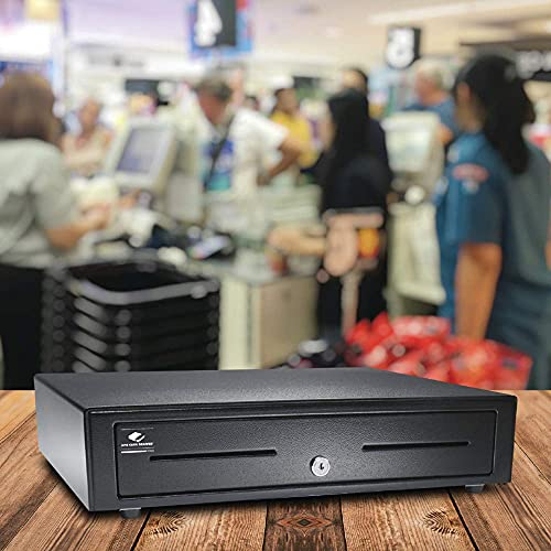 APG VB320-BL1616-B10 Vasario Series Standard-Duty Painted-Front Cash Drawer with MultiPRO 320 Interface, 24V, 16.2" x 4.3" x 16.3", Black
