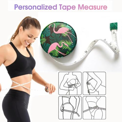 Body Measuring Tape for Body Cloth Tape Measure Fabric Tailors Sewing Medical Measurements TapeLeather Tape Measure Retractable Dual Sided Ruler (Flamingo Palm) - color: Flamingo Palm