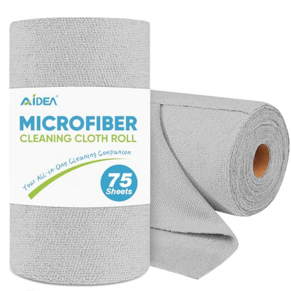 AIDEA Microfiber Cleaning Cloth Roll-75PK, Reusable Paper Towels 11.5×11.5" - color: Grey