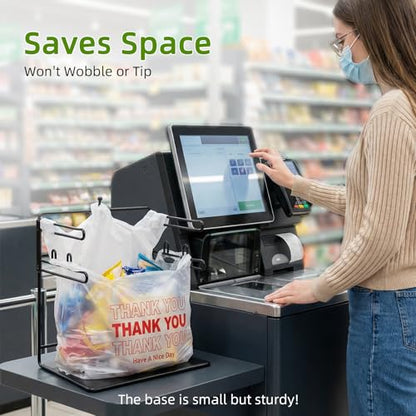 Plastic Bag Holder, Metal Base Grocery Bag Organizer - color: Black