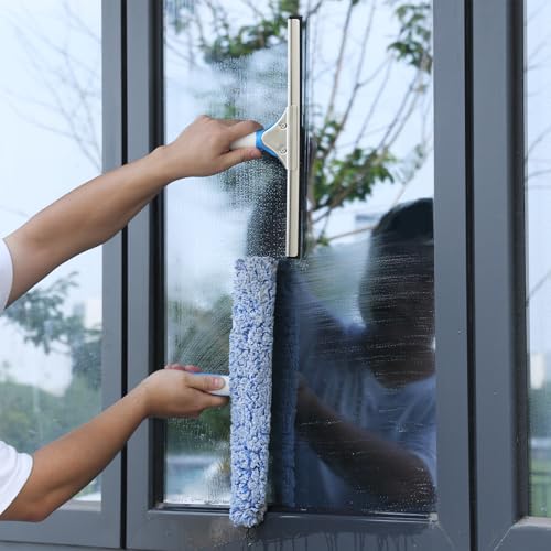 Mitclear Window Cleaning Kit 14IN Squeegee & Scrubber for Shower Glass Car - size: 14 IN